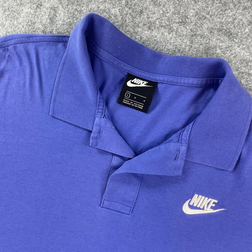 Nike Mens Polo Shirt L Purple Short Sleeve Dri Fit Dri-fit Striped State